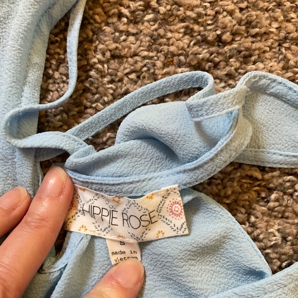 Hippie Rose Blue Criss Cross Back Button Front Sheer Tank Sz S - READ - Picture 7 of 9